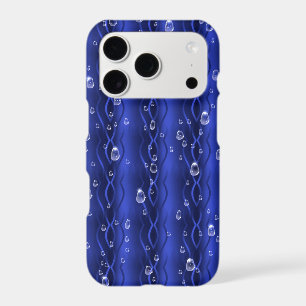 Raindrops on blue Metal iPhone 17 Pro Case