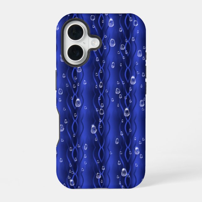 Raindrops on blue Metal iPhone Case (Back)