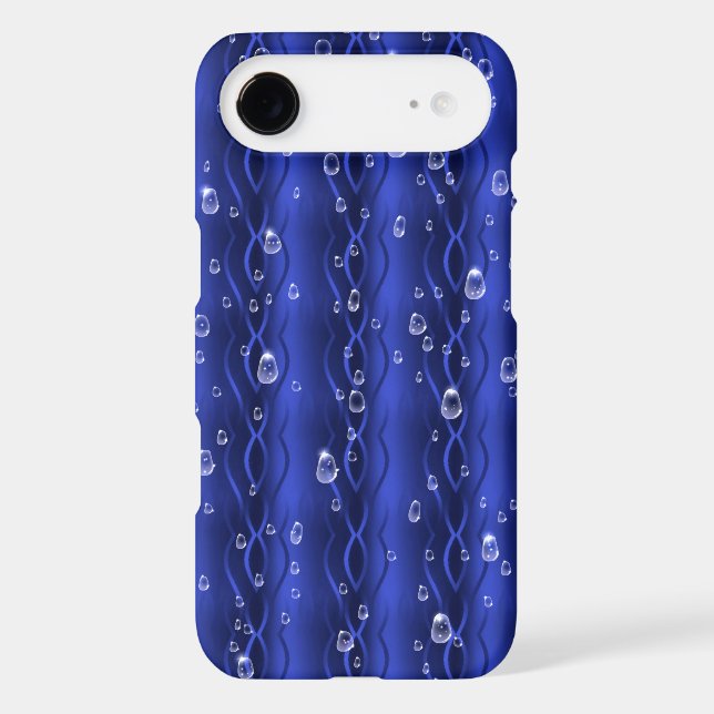 Raindrops on blue Metal iPhone Case (Back)