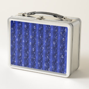Raindrops on blue Metal Metal Lunch Box