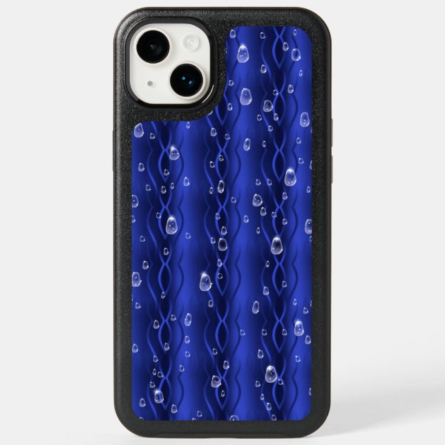 Raindrops on blue Metal Otterbox iPhone Case (Back)