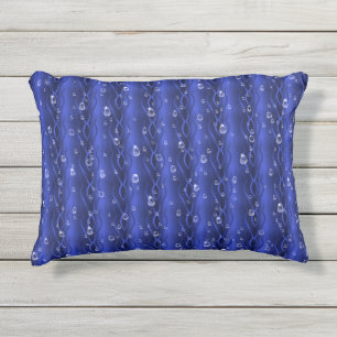 Raindrops on blue Metal Outdoor Pillow