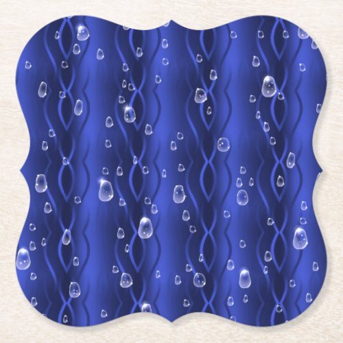 Raindrops on blue Metal Paper Coaster