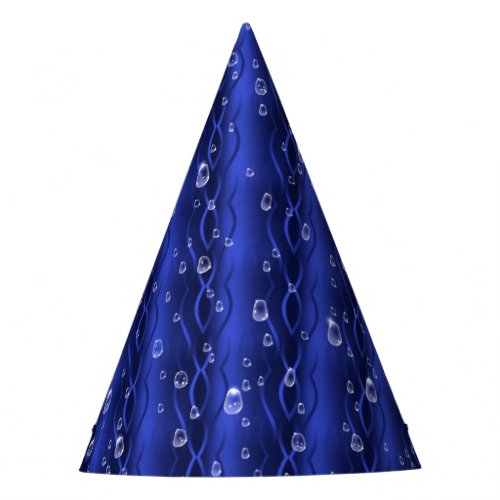 Raindrops on blue Metal Party Hat