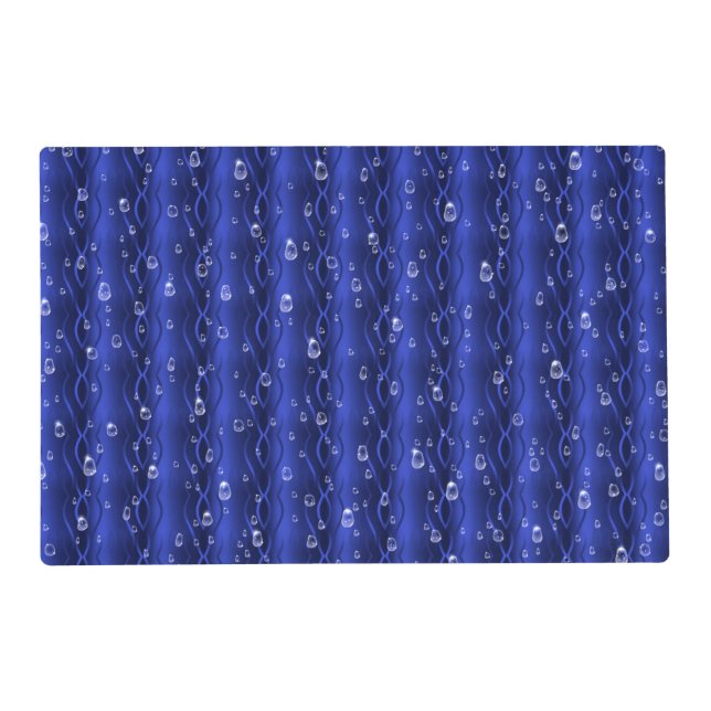 Raindrops on blue Metal Placemat (Front)