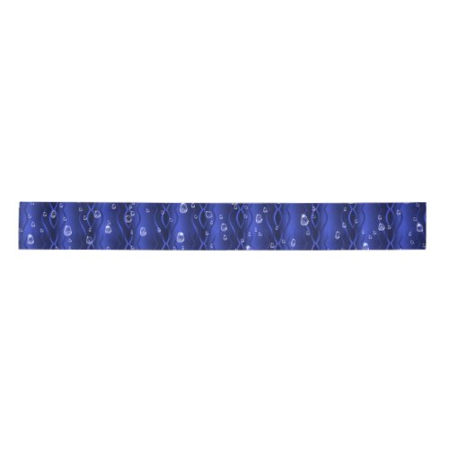 Raindrops on blue Metal Satin Ribbon