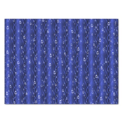 Raindrops on blue Metal Tissue Paper