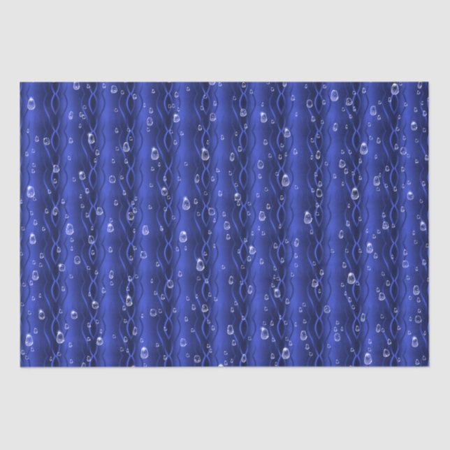Raindrops on blue Metal Tissue Paper (Front)