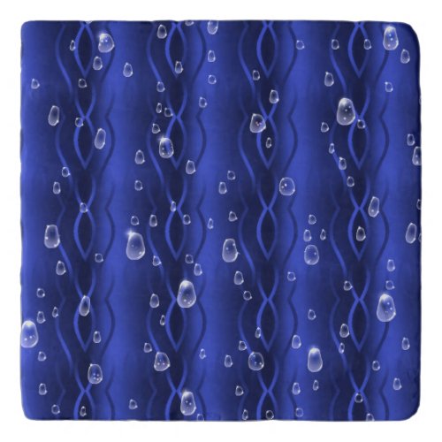 Raindrops on blue Metal Trivet