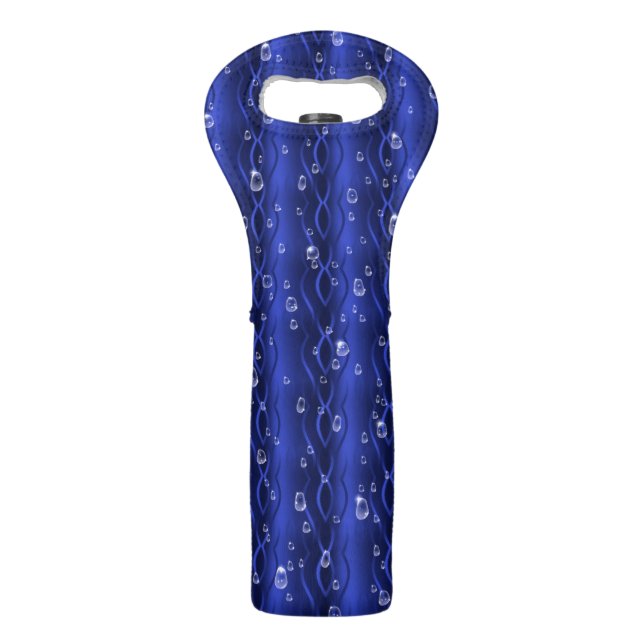 Raindrops on blue Metal Wine Bag (Front)