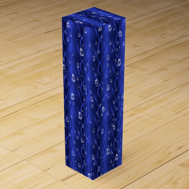 Raindrops on blue Metal Wine Box (Front)