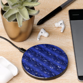 Raindrops on blue Metal Wireless Charger