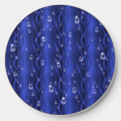 Raindrops on blue Metal Wireless Charger (Front)