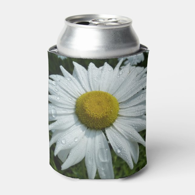 Raindrops on Daisy II Wildflower Floral Can Cooler (Can Front)