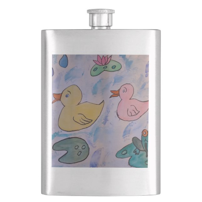 Raindrops on Ducklings Classic Flask (Front)