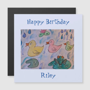 Raindrops on Ducklings Magnetic Birthday Card