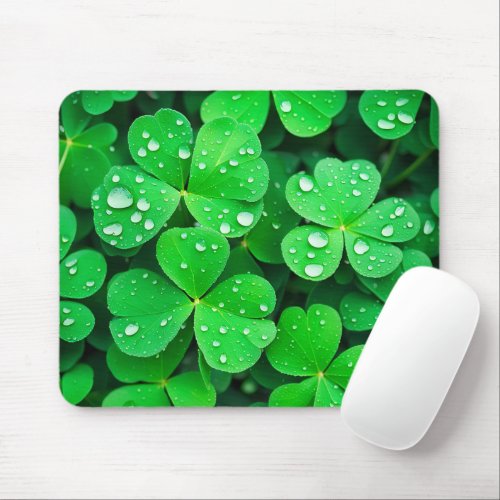 Raindrops On Four_Leaf Clovers Mouse Pad