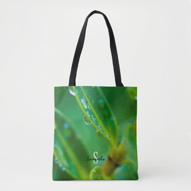 Raindrops on Green Leaves Tote bag (Front)