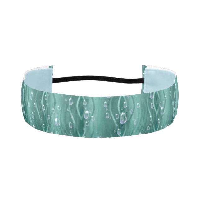 Raindrops on Green Metal Athletic Headband (Front)