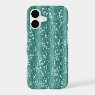 Raindrops on Green Metal iPhone 17 Case