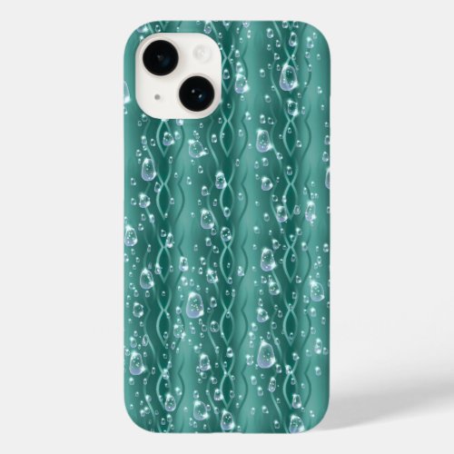 Raindrops on green Metal Case_Mate iPhone 14 Case