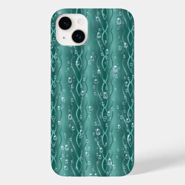 Raindrops on Green Metal Case-Mate iPhone Case (Back)