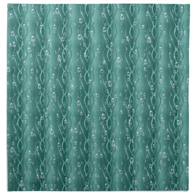 Raindrops on Green Metal Cloth Napkin (Front)