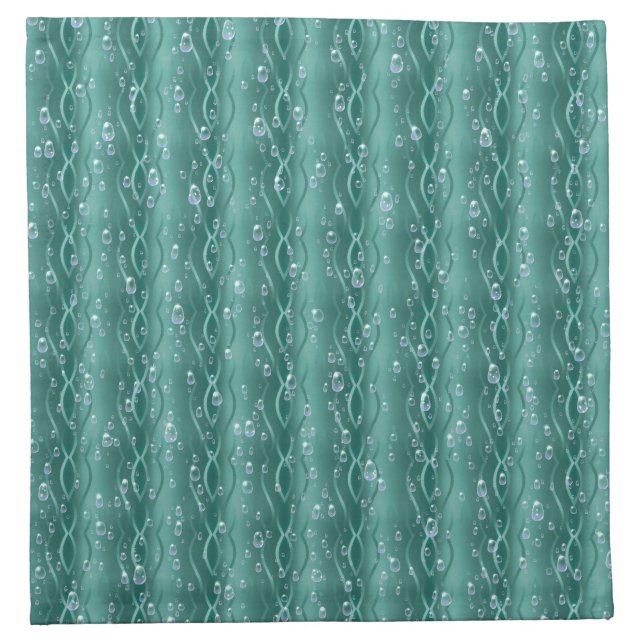 Raindrops on Green Metal Cloth Napkin (Front)