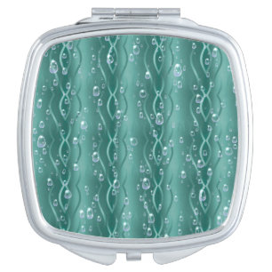 Raindrops on Green Metal Compact Mirror