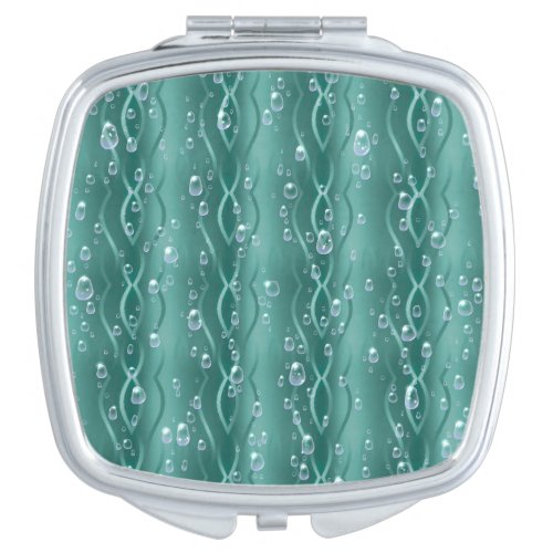 Raindrops on green Metal Compact Mirror