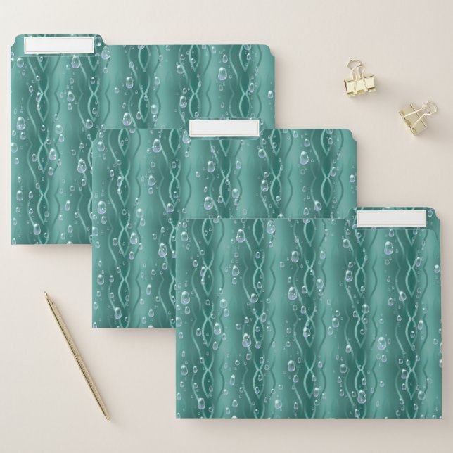 Raindrops on Green Metal File Folder (Set)