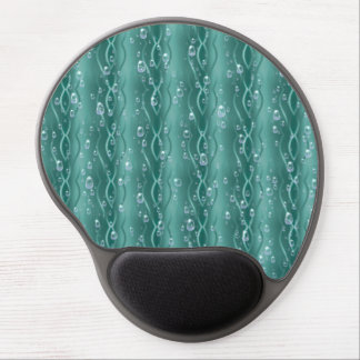 Raindrops on Green Metal Gel Mouse Pad