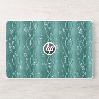 Raindrops on Green Metal HP Laptop Skin