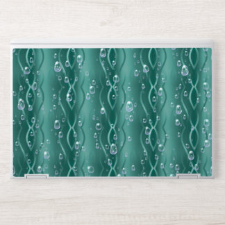 Raindrops on Green Metal HP Laptop Skin