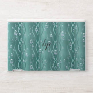 Raindrops on Green Metal HP Laptop Skin