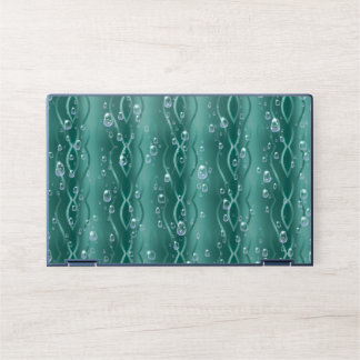 Raindrops on Green Metal HP Laptop Skin