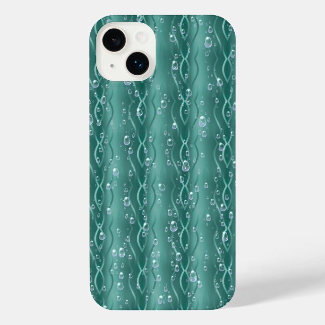 Raindrops on Green Metal iPhone Case (Back)