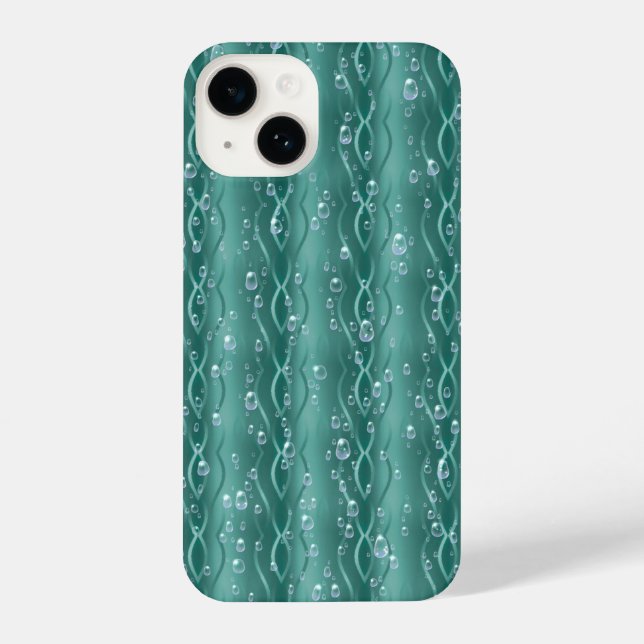 Raindrops on Green Metal iPhone Case (Back)