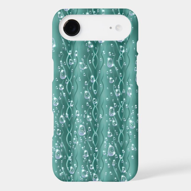 Raindrops on Green Metal iPhone Case (Back)