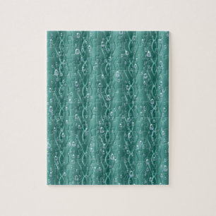 Raindrops on Green Metal Jigsaw Puzzle