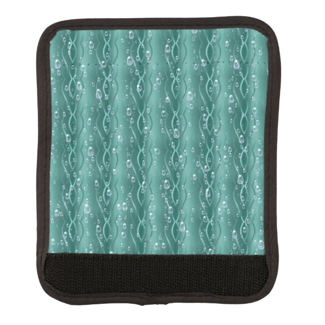 Raindrops on Green Metal Luggage Handle Wrap (Front)