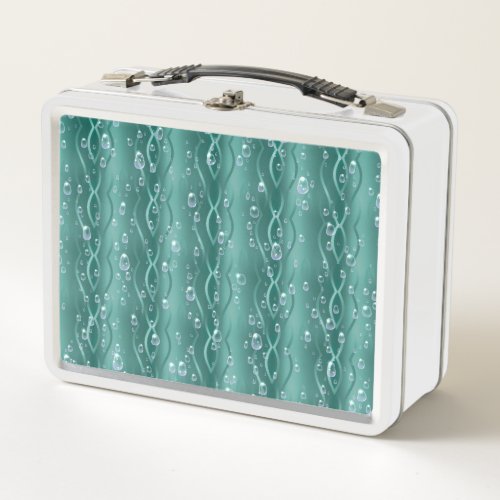 Raindrops on green Metal Metal Lunch Box