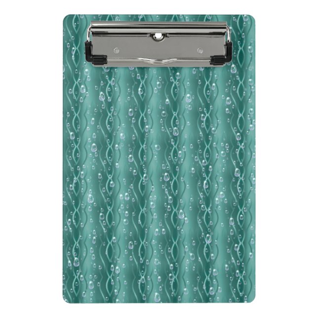 Raindrops on Green Metal Mini Clipboard (Front)