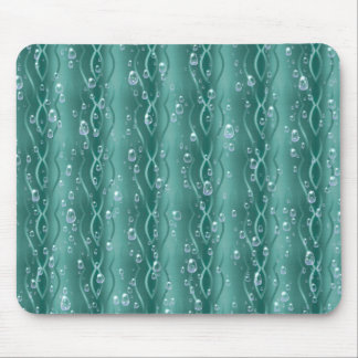 Raindrops on Green Metal Mouse Pad