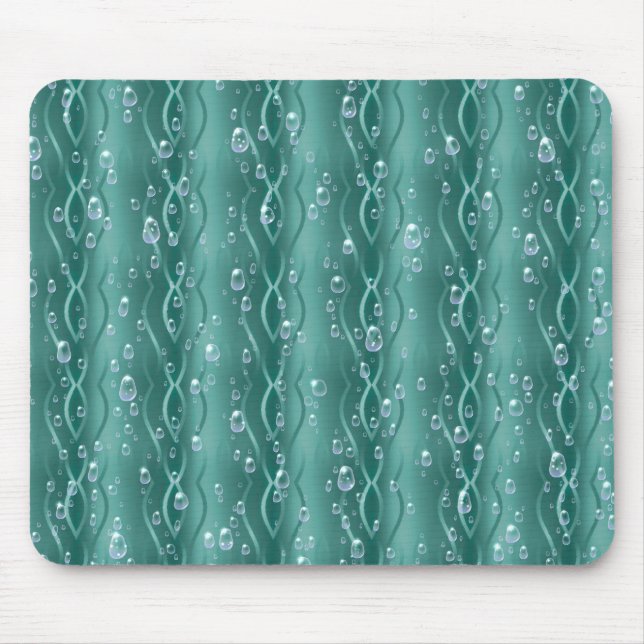 Raindrops on Green Metal Mouse Pad (Front)