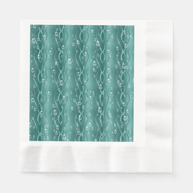 Raindrops on Green Metal Napkins (Front)