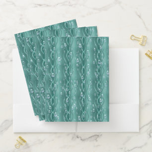Raindrops on Green Metal Pocket Folder