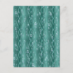 Raindrops on Green Metal Postcard