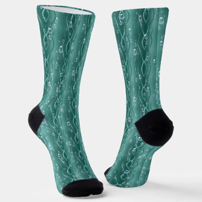 Raindrops on Green Metal Socks (Angled)