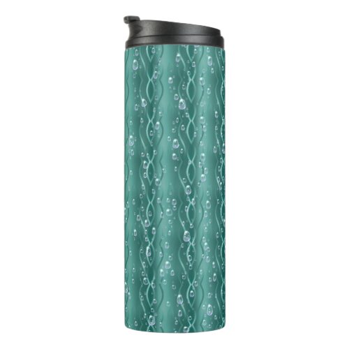 Raindrops on green Metal Thermal Tumbler